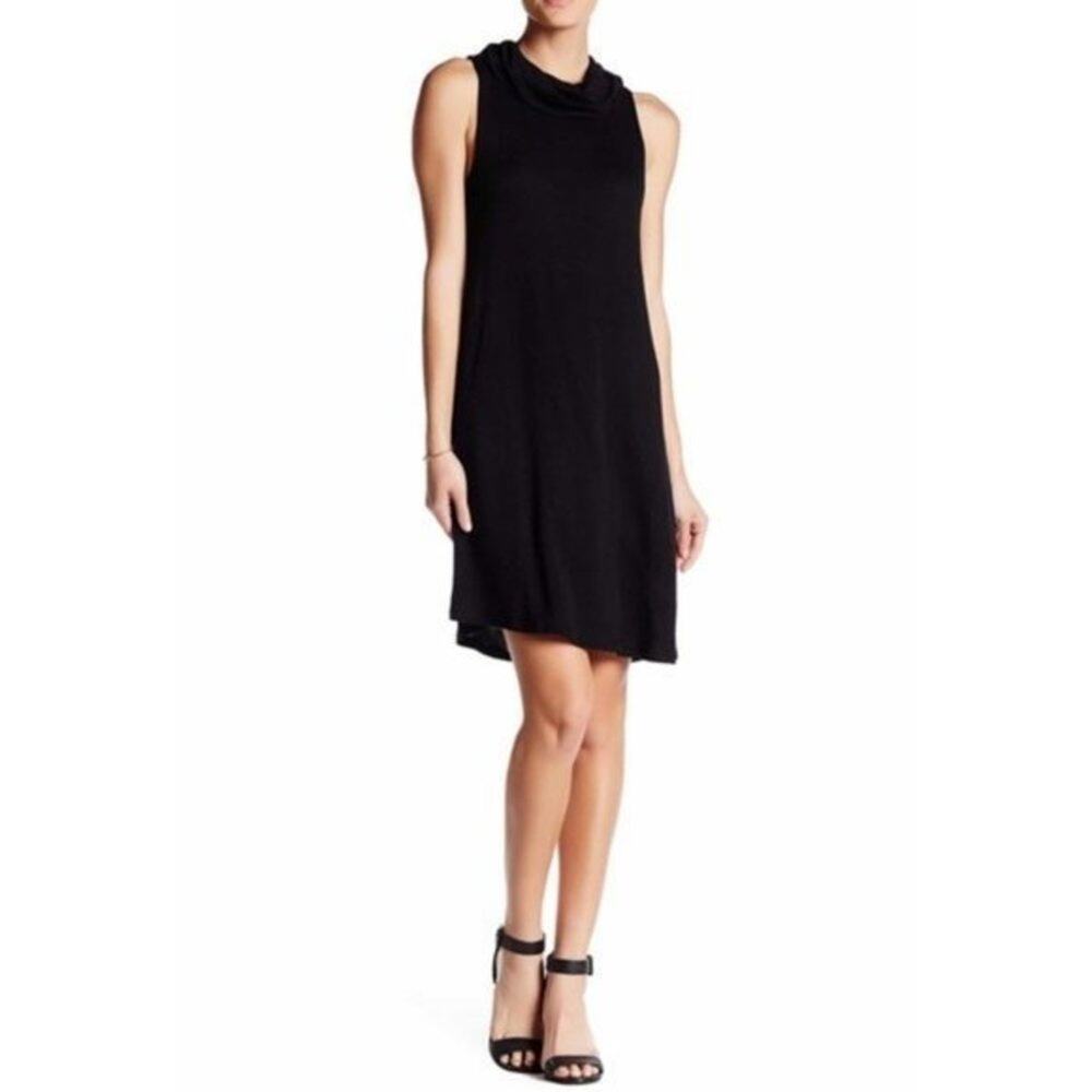Black Knit Abound Shift Dress Cowl Neck Size S